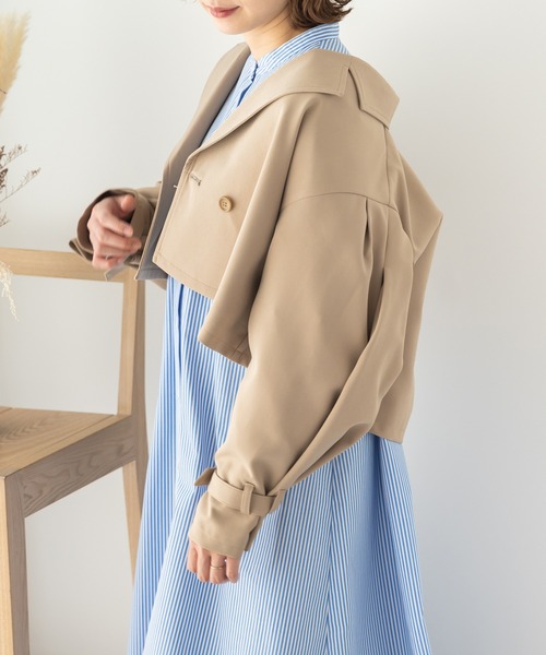 SLURR（スラ―）の「キャンディースリーブショート丈トレンチコート（トレンチコート・レディース・アイボリー/ベージュ・FREE）」の5枚目の写真