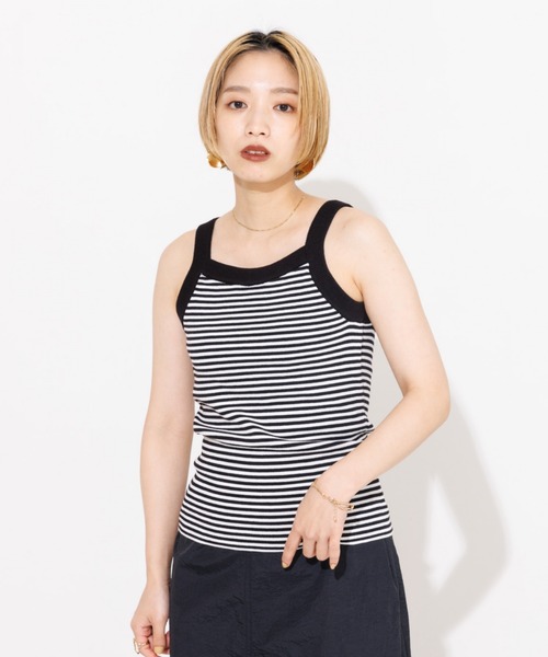 NOMINE（ノミネ）の「カップイン アメスリ ニット タンクトップ（タンクトップ・レディース・ブラウン/ホワイト/オレンジ/ブラック系その他/ブラック系その他2・フリー）」の4枚目の写真