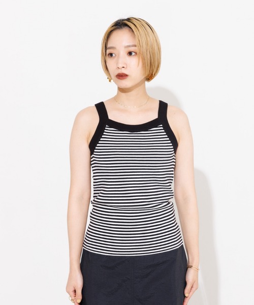 NOMINE（ノミネ）の「カップイン アメスリ ニット タンクトップ（タンクトップ・レディース・ブラウン/ホワイト/オレンジ/ブラック系その他/ブラック系その他2・フリー）」の7枚目の写真