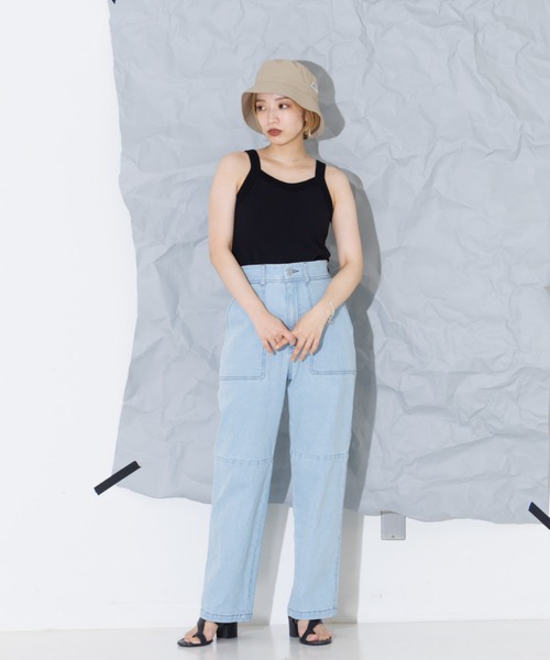 NOMINE（ノミネ）の「カップイン アメスリ ニット タンクトップ（タンクトップ・レディース・ブラウン/ホワイト/オレンジ/ブラック系その他/ブラック系その他2・フリー）」の6枚目の写真