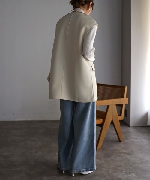 Bonjour Sagan（ボンジュールサガン）の「Vネックプルオーバーベスト（ベスト・レディース・ブラック/アイボリー・FREE）」の12枚目の写真