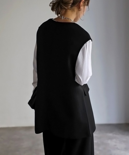 Bonjour Sagan（ボンジュールサガン）の「Vネックプルオーバーベスト（ベスト・レディース・ブラック/アイボリー・FREE）」の11枚目の写真