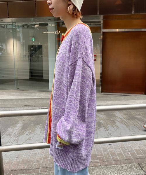 HELLO.SANFRANCISCO(ハローサンフランシスコ)の「【HELLO.SANFRANCISCO/ハローサンフランシスコ】ラインブークレカーディガン(カーディガン/ボレロ・レディース・パープル/イエロー・FREE)」の16枚目の写真