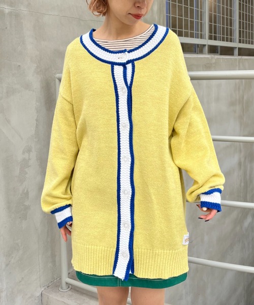 HELLO.SANFRANCISCO(ハローサンフランシスコ)の「【HELLO.SANFRANCISCO/ハローサンフランシスコ】ラインブークレカーディガン(カーディガン/ボレロ・レディース・パープル/イエロー・FREE)」の18枚目の写真