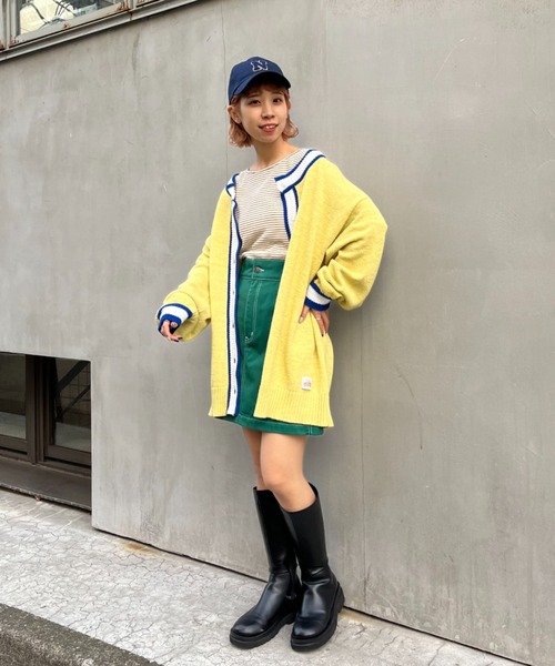 HELLO.SANFRANCISCO(ハローサンフランシスコ)の「【HELLO.SANFRANCISCO/ハローサンフランシスコ】ラインブークレカーディガン(カーディガン/ボレロ・レディース・パープル/イエロー・FREE)」の9枚目の写真