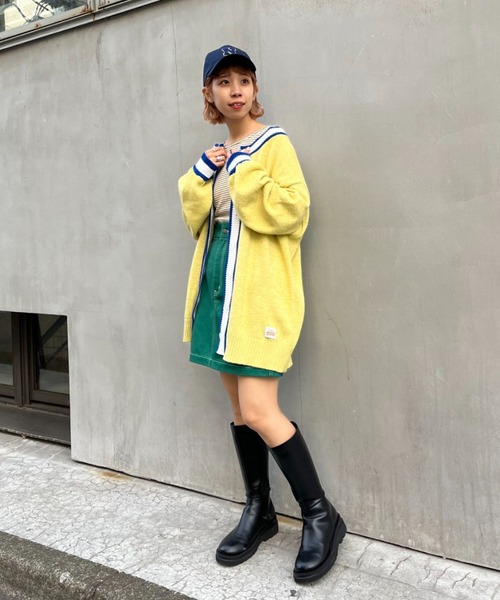 HELLO.SANFRANCISCO(ハローサンフランシスコ)の「【HELLO.SANFRANCISCO/ハローサンフランシスコ】ラインブークレカーディガン(カーディガン/ボレロ・レディース・パープル/イエロー・FREE)」の17枚目の写真