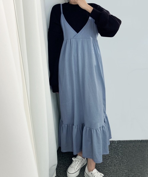 fd style（エフディ スタイル）の「裾フリル袖なしワンピース（ワンピース・レディース・Moca/LT.Blue/Black・FREE）」の3枚目の写真