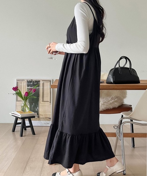 fd style（エフディ スタイル）の「裾フリル袖なしワンピース（ワンピース・レディース・Moca/LT.Blue/Black・FREE）」の5枚目の写真