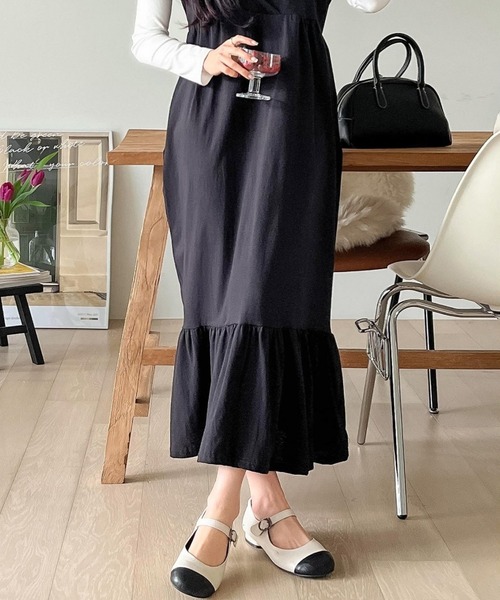 fd style（エフディ スタイル）の「裾フリル袖なしワンピース（ワンピース・レディース・Moca/LT.Blue/Black・FREE）」の16枚目の写真