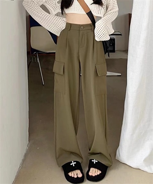 FREE STYLISTS(フリー スタイリスト)の「バックウエスト ワイド パンツ(その他パンツ・レディース・ブラック/グレー/カーキ・S/M/L)」の3枚目の写真