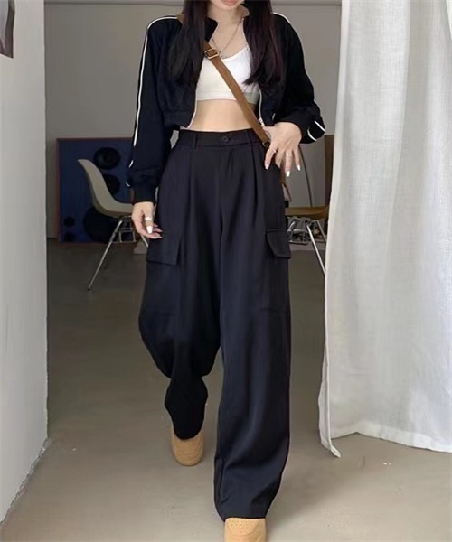 FREE STYLISTS(フリー スタイリスト)の「バックウエスト ワイド パンツ(その他パンツ・レディース・ブラック/グレー/カーキ・S/M/L)」の7枚目の写真