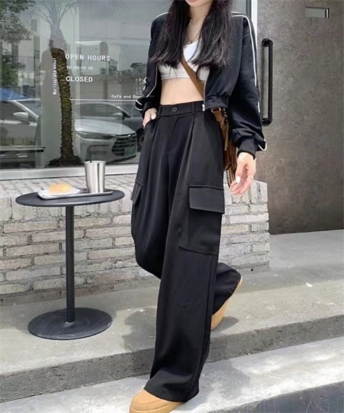FREE STYLISTS(フリー スタイリスト)の「バックウエスト ワイド パンツ(その他パンツ・レディース・ブラック/グレー/カーキ・S/M/L)」の13枚目の写真