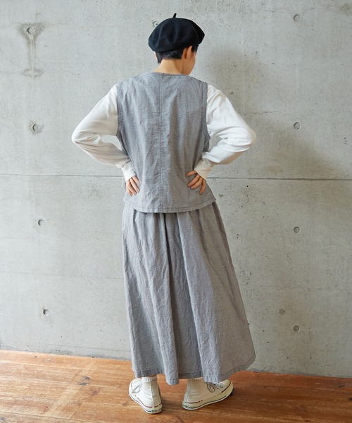 PAR ICI（パーリッシィ）の「【WEB別注】コットンリネンギンガム/グレンチェック  ウォッシャブルギャザースカート (セットアップ対応)（スカート・レディース・その他/ブラック・FREE）」の19枚目の写真