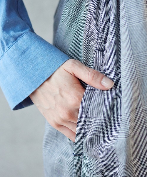 PAR ICI（パーリッシィ）の「【WEB別注】コットンリネンギンガム/グレンチェック  ウォッシャブルギャザースカート (セットアップ対応)（スカート・レディース・その他/ブラック・FREE）」の4枚目の写真