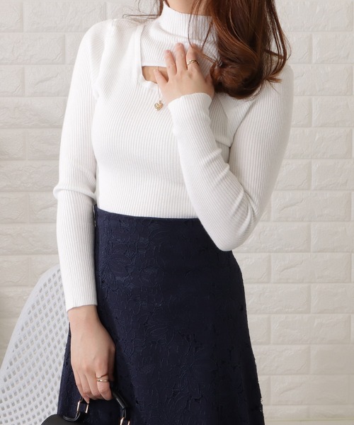 Lace Ladies(レースレディース)の「プチハイネック長袖ニットプルオーバー(Tシャツ/カットソー・レディース・アイボリー/ホワイト/グリーン/ブラック/ブラウン・FREE)」の16枚目の写真
