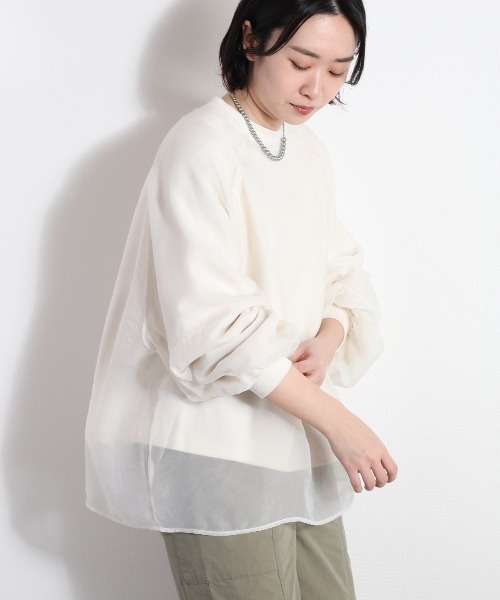 cepo（セポ）の「オーガンジーレイヤードトップス（Tシャツ/カットソー・レディース・オフホワイト/ホワイト/ミント・FREE）」の2枚目の写真