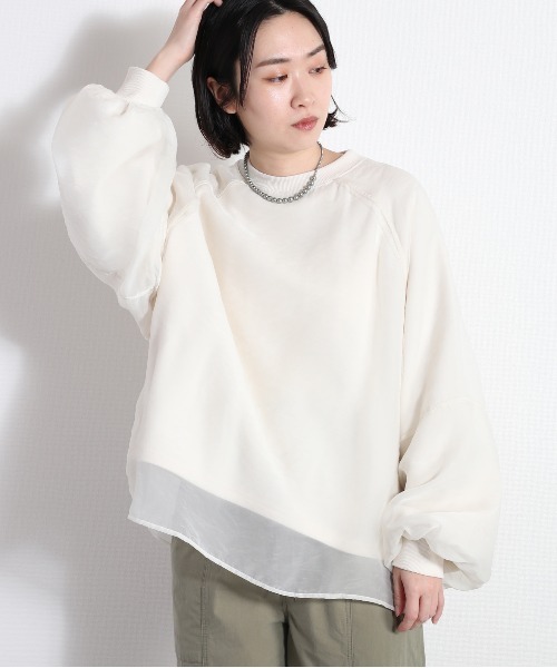 cepo（セポ）の「オーガンジーレイヤードトップス（Tシャツ/カットソー・レディース・オフホワイト/ホワイト/ミント・FREE）」の5枚目の写真