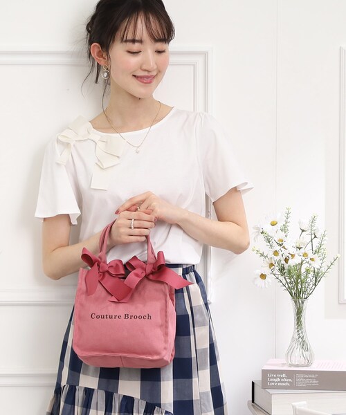 couture brooch（クチュールブローチ）の「ミニトートバッグ（トートバッグ・レディース・アイボリー/ブラック/ピンク系・00）」の21枚目の写真