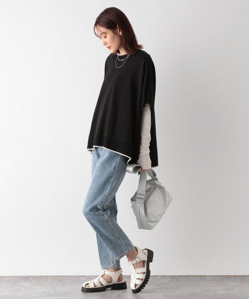 GLOBAL WORK（グローバルワーク）の「洗えるサラサラポンチョベスト/177848（ベスト・レディース・ブラック/アイボリー/グレイッシュベージュ・FREE）」の14枚目の写真