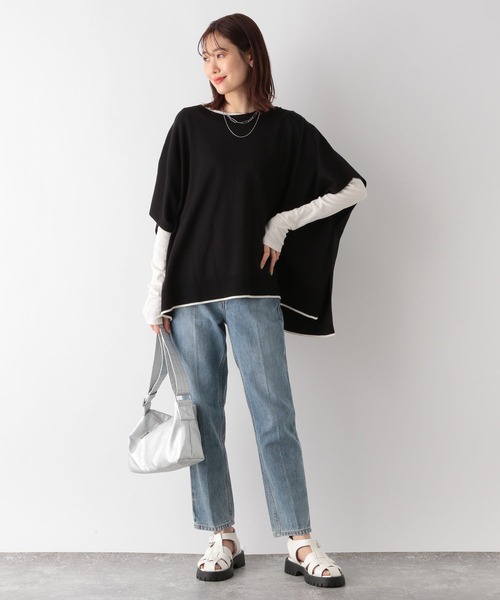 GLOBAL WORK（グローバルワーク）の「洗えるサラサラポンチョベスト/177848（ベスト・レディース・ブラック/アイボリー/グレイッシュベージュ・FREE）」の8枚目の写真