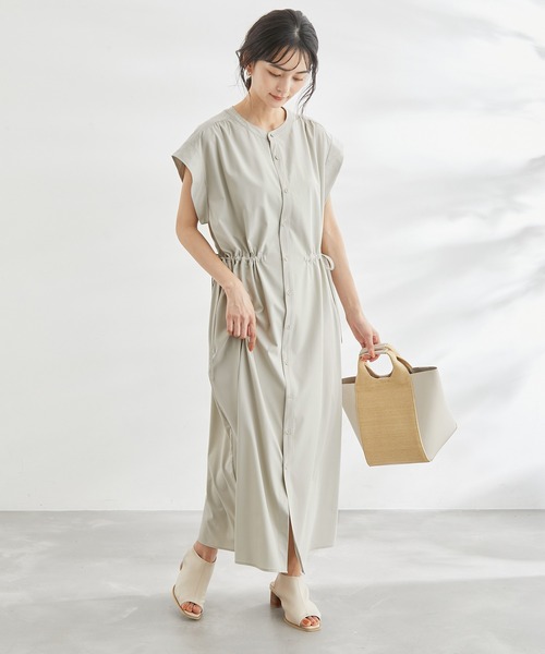 ROPE' PICNIC（ロペピクニック）の「撥水加工/ドロストデザインワンピース（ワンピース・レディース・チャコールグレー/ブルー/ベージュ系その他・38）」の4枚目の写真