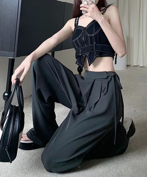 me+em select(ミームセレクト)の「※※【 3color / 3size 】華奢サイドリボンツータックスラックス(スラックス・レディース・ピンク/グレー/ブラック・MEDIUM/SMALL/LARGE)」の18枚目の写真