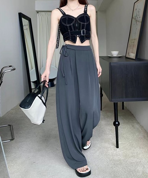 me+em select(ミームセレクト)の「※※【 3color / 3size 】華奢サイドリボンツータックスラックス(スラックス・レディース・ピンク/グレー/ブラック・MEDIUM/SMALL/LARGE)」の15枚目の写真