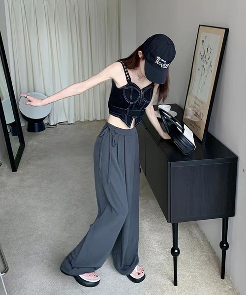 me+em select(ミームセレクト)の「※※【 3color / 3size 】華奢サイドリボンツータックスラックス(スラックス・レディース・ピンク/グレー/ブラック・MEDIUM/SMALL/LARGE)」の16枚目の写真