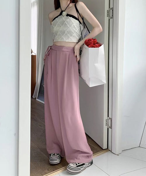 me+em select(ミームセレクト)の「※※【 3color / 3size 】華奢サイドリボンツータックスラックス(スラックス・レディース・ピンク/グレー/ブラック・MEDIUM/SMALL/LARGE)」の12枚目の写真