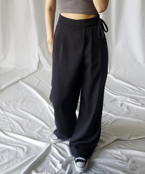 me+em select(ミームセレクト)の「※※【 3color / 3size 】華奢サイドリボンツータックスラックス(スラックス・レディース・ピンク/グレー/ブラック・MEDIUM/SMALL/LARGE)」の5枚目の写真