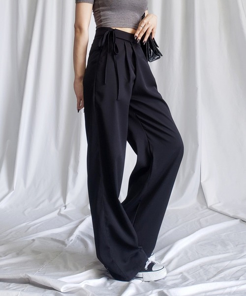 me+em select(ミームセレクト)の「※※【 3color / 3size 】華奢サイドリボンツータックスラックス(スラックス・レディース・ピンク/グレー/ブラック・MEDIUM/SMALL/LARGE)」の7枚目の写真