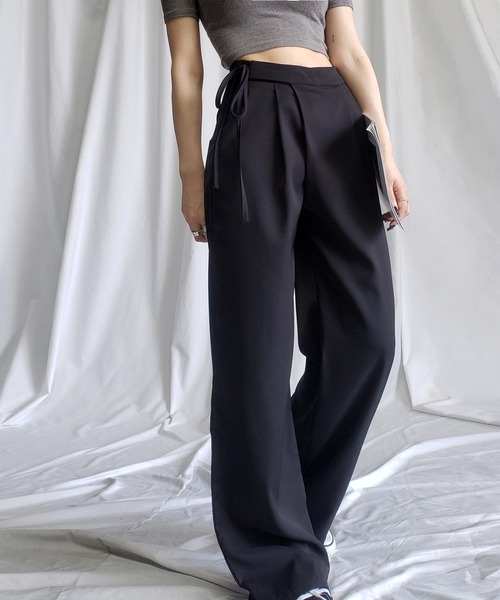 me+em select(ミームセレクト)の「※※【 3color / 3size 】華奢サイドリボンツータックスラックス(スラックス・レディース・ピンク/グレー/ブラック・MEDIUM/SMALL/LARGE)」の8枚目の写真