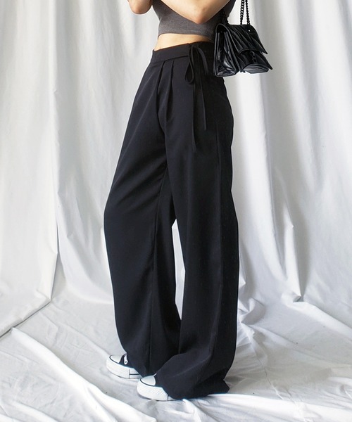 me+em select(ミームセレクト)の「※※【 3color / 3size 】華奢サイドリボンツータックスラックス(スラックス・レディース・ピンク/グレー/ブラック・MEDIUM/SMALL/LARGE)」の9枚目の写真