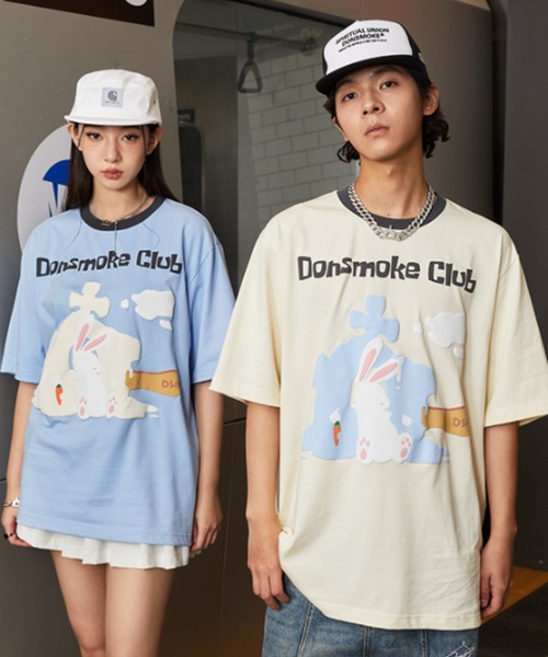 A'GEM9(エージェムナイン)の「A'GEM/9 × .kom『DONSMOKE/ドンスモーク』ラビット半袖カットソー(Tシャツ/カットソー・メンズ・ブルー/ベージュ・M)」の7枚目の写真