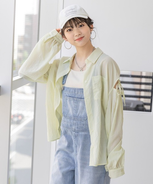 repipi armario（レピピ アルマリオ）の「カタアキリボンルーズシャツ（シャツ/ブラウス・キッズ・ホワイト/サックスブルー/コーラルピンク/イエロー系/ブラック/アイボリー・MEDIUM/LARGE）」の13枚目の写真