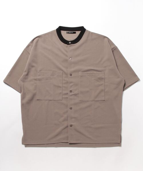 VIBGYOR(ヴィブジョー)の「【VIBGYOR BY AS】薄梨地5分袖バンドカラーシャツ(BL)(Tシャツ/カットソー・メンズ・ホワイト/ブルー/ブラック/グレイッシュベージュ・LARGE/MEDIUM)」の3枚目の写真