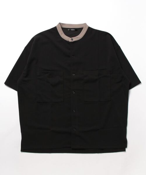 VIBGYOR(ヴィブジョー)の「【VIBGYOR BY AS】薄梨地5分袖バンドカラーシャツ(BL)(Tシャツ/カットソー・メンズ・ホワイト/ブルー/ブラック/グレイッシュベージュ・LARGE/MEDIUM)」の2枚目の写真