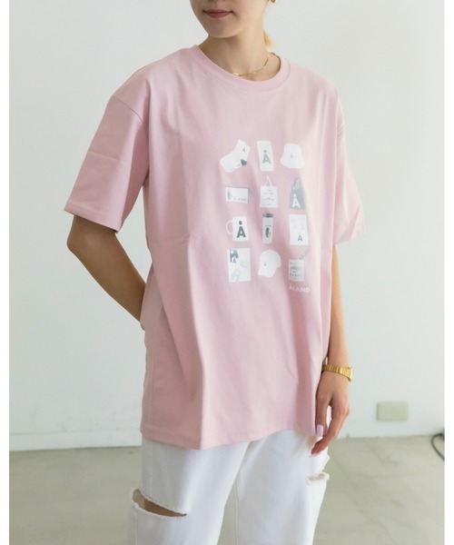 ALAND(エーランド)の「【UNISEX】ALAND/A goodsT2 2907383(Tシャツ/カットソー・レディース・ピンク/ブラック・MEDIUM/LARGE)」の2枚目の写真
