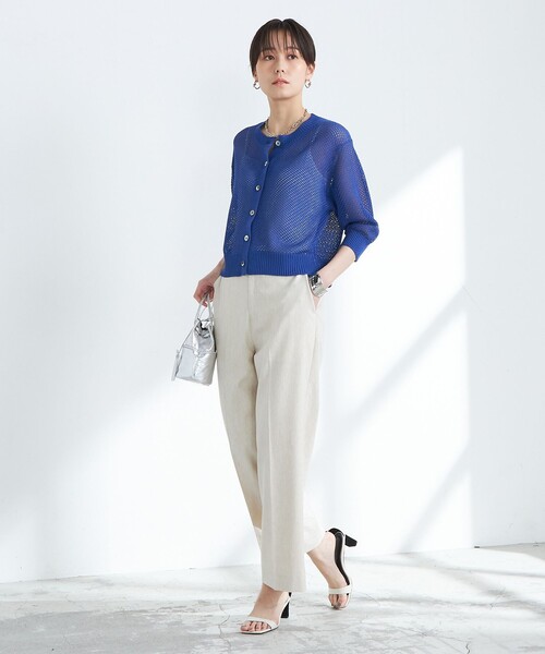 NOLLEY’S（ノーリーズ）の「《手洗い可能》メッシュ柄5分袖カーディガン（カーディガン/ボレロ・レディース・オフホワイト/ブルー/ブラック/ブラウン・38）」の9枚目の写真