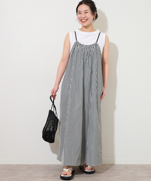 JOURNAL STANDARD relume(ジャーナルスタンダード レリューム)の「タフタチェックギャザーワンピース(ワンピース・レディース・ネイビー/ホワイト・FREE)」の6枚目の写真