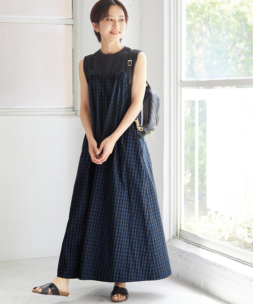 JOURNAL STANDARD relume(ジャーナルスタンダード レリューム)の「タフタチェックギャザーワンピース(ワンピース・レディース・ネイビー/ホワイト・FREE)」の11枚目の写真