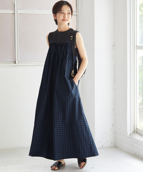 JOURNAL STANDARD relume(ジャーナルスタンダード レリューム)の「タフタチェックギャザーワンピース(ワンピース・レディース・ネイビー/ホワイト・FREE)」の12枚目の写真