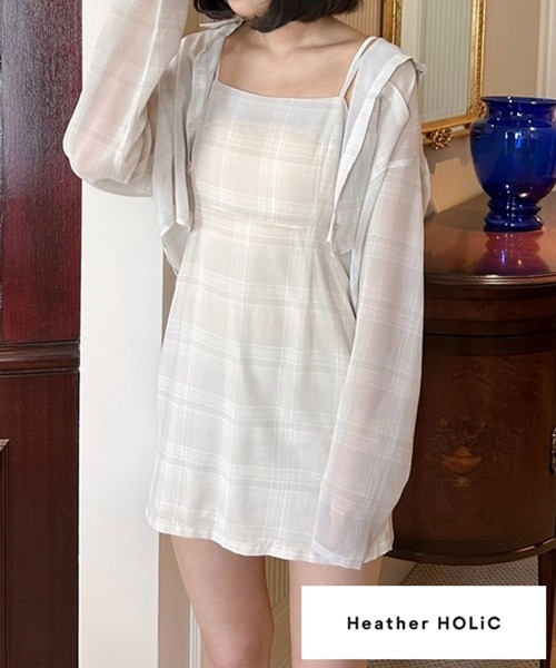 Heather(ヘザー)の「HOLiCシアーチェックワンピース 907259(ワンピース・レディース・ネイビー/ベージュ・FREE)」の2枚目の写真