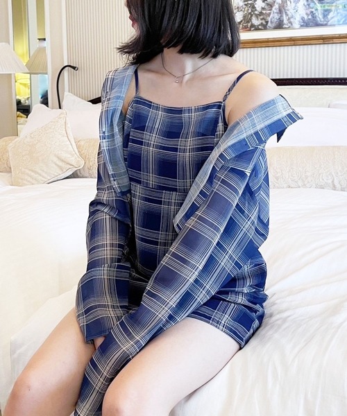 Heather(ヘザー)の「HOLiCシアーチェックワンピース 907259(ワンピース・レディース・ネイビー/ベージュ・FREE)」の22枚目の写真