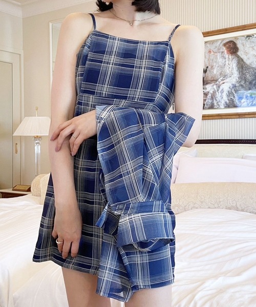 Heather(ヘザー)の「HOLiCシアーチェックワンピース 907259(ワンピース・レディース・ネイビー/ベージュ・FREE)」の3枚目の写真