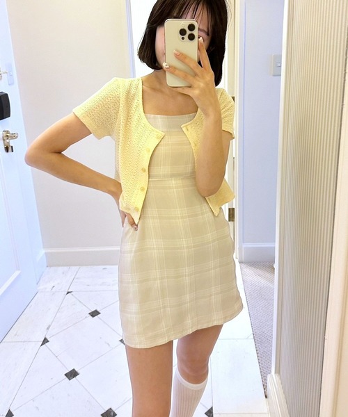 Heather(ヘザー)の「HOLiCシアーチェックワンピース 907259(ワンピース・レディース・ネイビー/ベージュ・FREE)」の15枚目の写真
