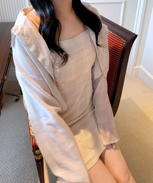 Heather(ヘザー)の「HOLiCシアーチェックワンピース 907259(ワンピース・レディース・ネイビー/ベージュ・FREE)」の11枚目の写真