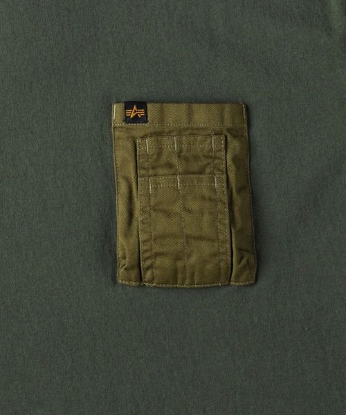 ※ALPHA(アルファ)の「【ALPHA】異素材ポケットTシャツ(Tシャツ/カットソー・メンズ・イエロー/ホワイト/ブラック/カーキブラウン・XL/L/M)」の6枚目の写真