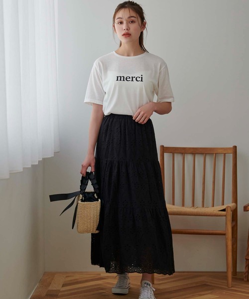 Edit Sheen(エディットシーン)の「メルシーロゴTシャツ(Tシャツ/カットソー・レディース・ホワイト/チャコールグレー・M)」の8枚目の写真
