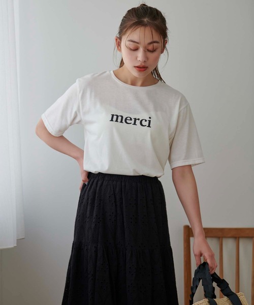 Edit Sheen(エディットシーン)の「メルシーロゴTシャツ(Tシャツ/カットソー・レディース・ホワイト/チャコールグレー・M)」の7枚目の写真